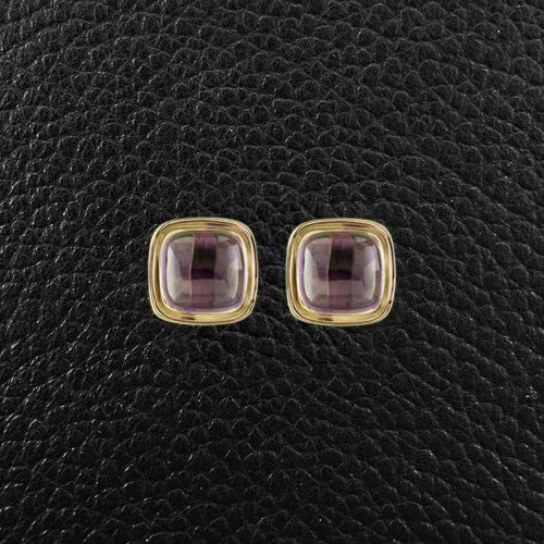 Vintage gold earrings for timeless appeal-Cabochon Amethyst Earrings