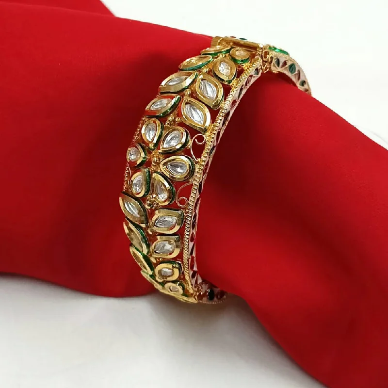 Custom gold bangles for personalized gifts-Padmawati Bangles Gold Plated Kundan Openable Kada