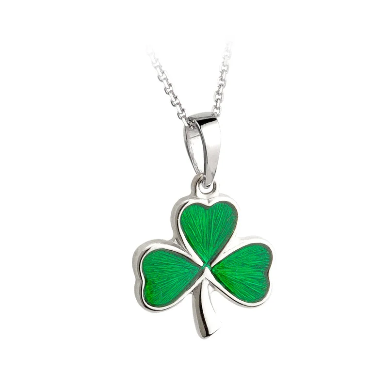 Monogrammed necklaces for personalized fashion-Enamel Shamrock Pendant