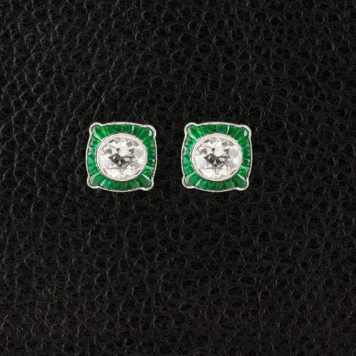 Small hoop earrings for everyday elegance-Emerald & Diamond Earrings