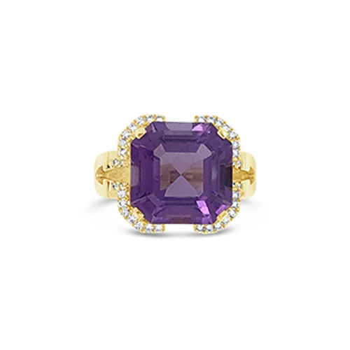 Elegant vintage rings for timeless style-Amethyst & Diamond Ring