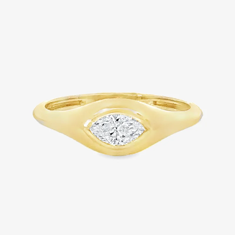 Couples’ rings for matching designs-East-West Marquise Signet Ring