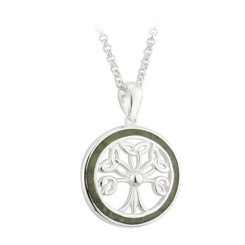 Birthstone pendant necklaces for special gifts-Connemara Marble Tree Of Life Necklace