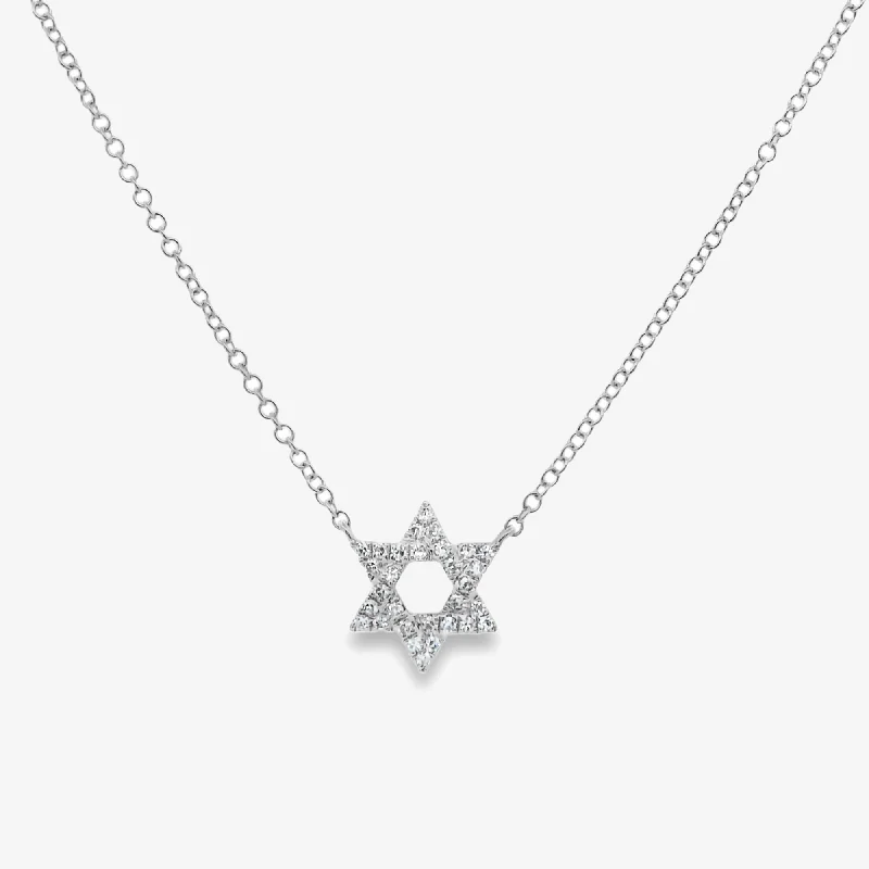 Leather cord necklaces for rugged charm-0.10CT Diamond Star of David Necklace