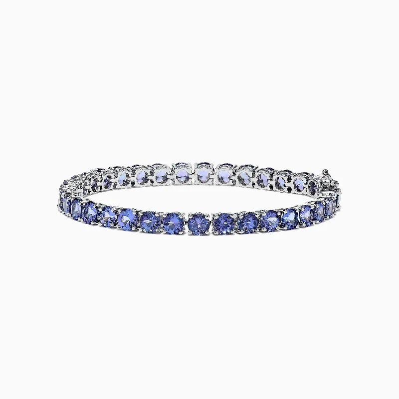 Diamond bracelets for luxurious sparkle-Nahla Siri Sterling Silver Tanzanite Tennis Bracelet, 15.60 TCW