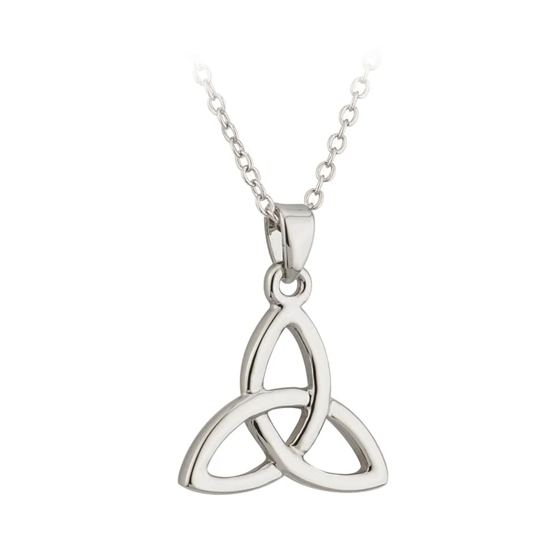 Simple chain necklaces for minimalistic fashion-Silver Plated Trinity Knot Pendant