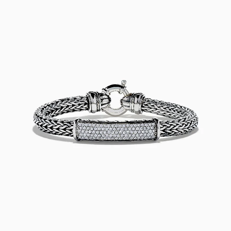 Sterling silver bracelets for classic appeal-Men's 925 Sterling Silver White Sapphire Bracelet