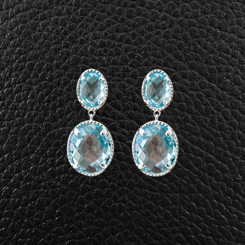 Colorful resin earrings for trendy, modern looks-Blue Topaz Dangle Earrings