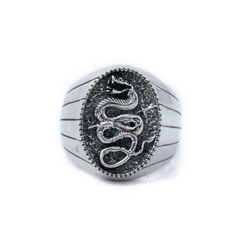 Personalized stack rings for unique combinations-Silver "House of Viper" Signet