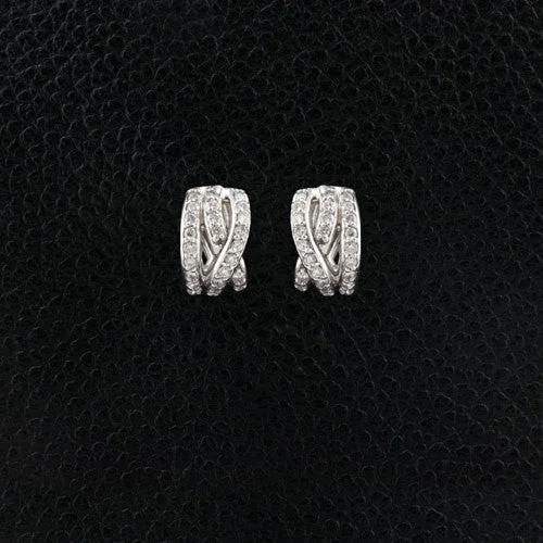 Custom photo earrings for sentimental value-Diamond Huggie Earrings