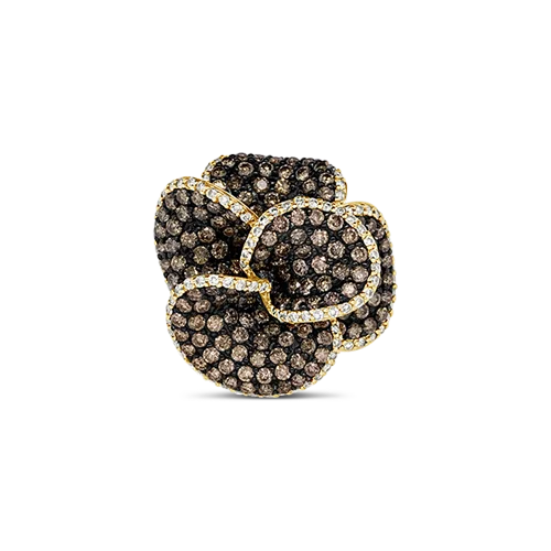 Gold wedding rings for timeless commitment-Brown Diamond Flower Ring