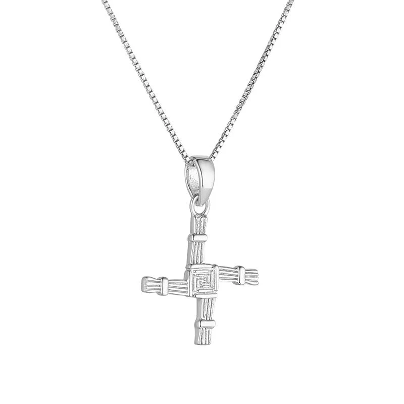 Engraved date necklaces for special occasions-Sterling Silver St Bridget Cross