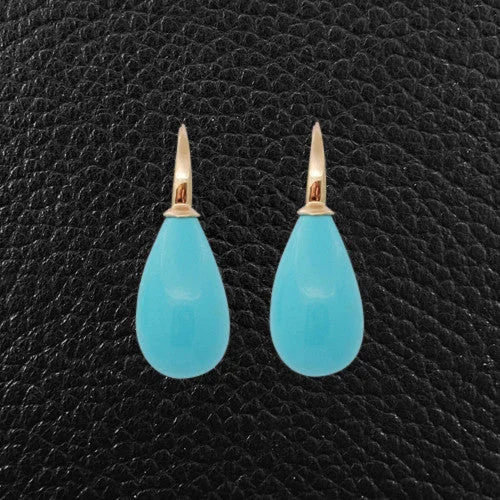 Elegant drop earrings for formal events-Pear shaped Turquoise Earrings