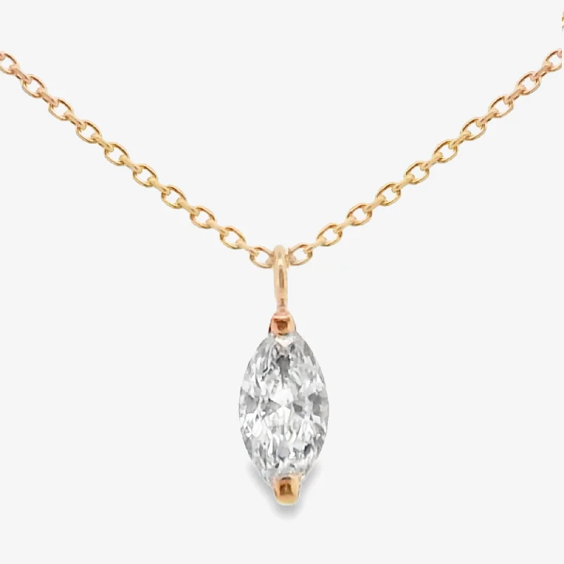 Custom gemstone necklaces for personalized beauty-0.30CT Marquise Solitaire Necklace