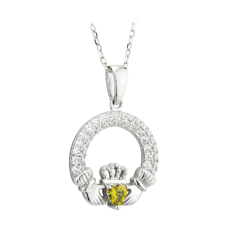 Statement pendant necklaces for bold fashion-August Birthstone Claddagh Necklace