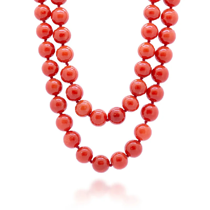 Silver pendant necklaces for classic beauty-Double Length Coral Necklace