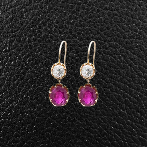 Rose gold earrings for romantic charm-Burma Ruby & Diamond Earrings