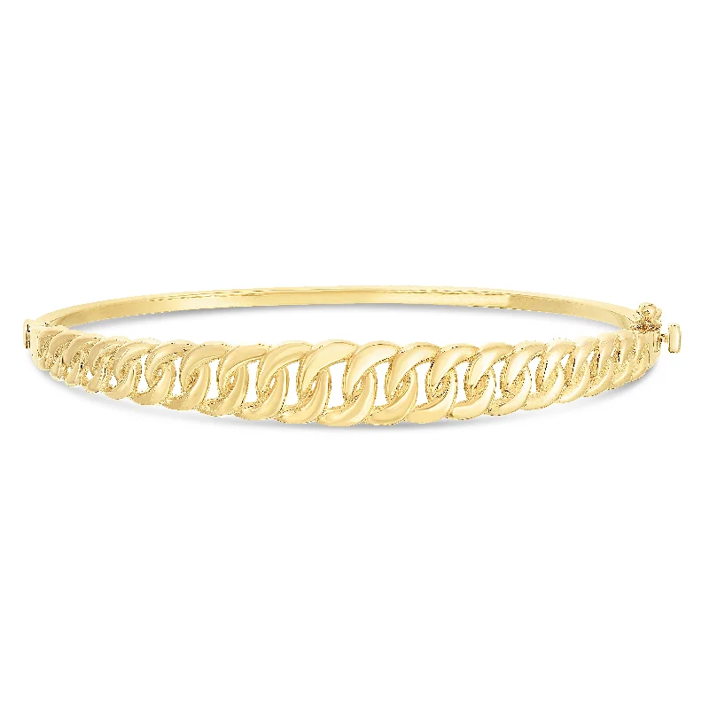 Simple silver bracelets for minimalist chic-14K Curb Chain Bangle