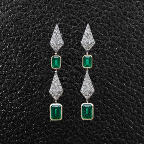 Hoop earrings for bold, chic style-Emerald & Diamond Dangle Earrings