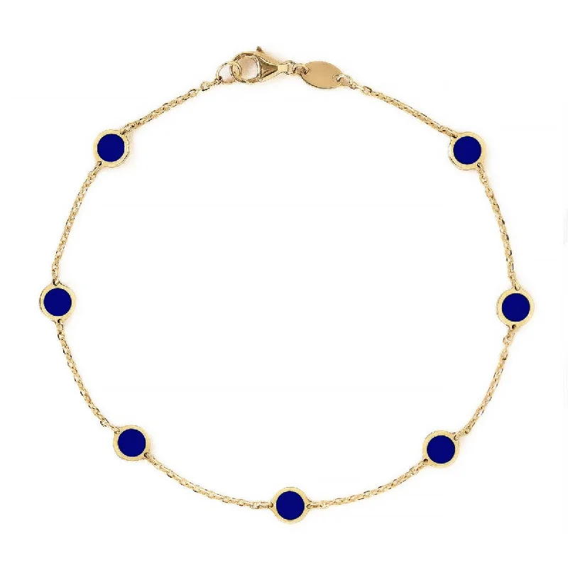 Vintage-style bracelets for retro fashion-Gemstone Circle Bracelet Lapis Lazuli