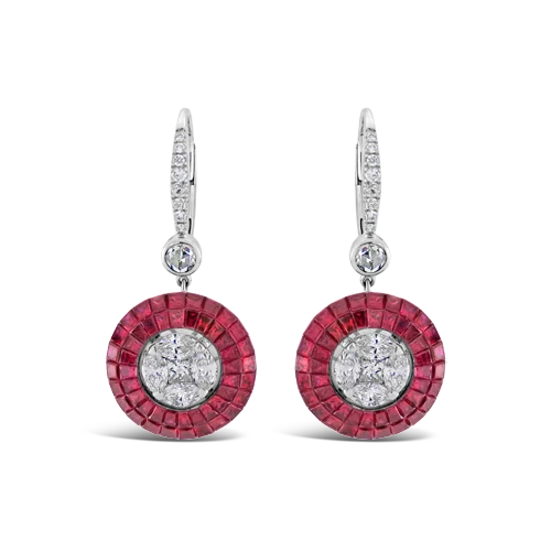 Hoop earrings for bold, chic style-Ruby & Diamond Dangle Earrings