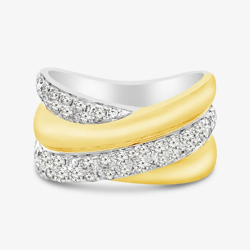 Classic gold rings for timeless sophistication-Wide Pave Diamond & Gold X Ring