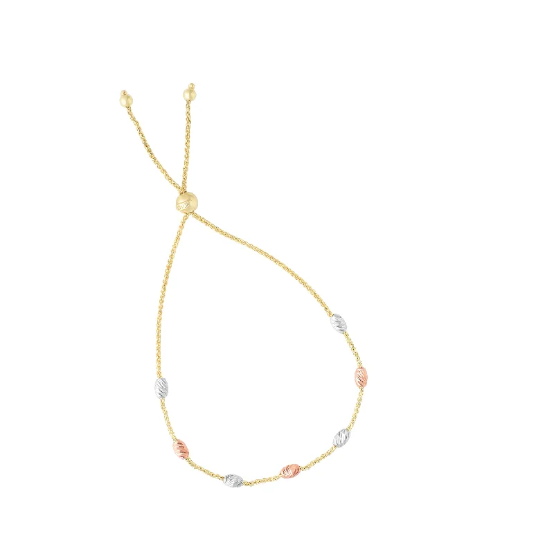 Geometric beaded bracelets for unique looks-14K Gold Stationed Oval Beads Friendship Bracelet