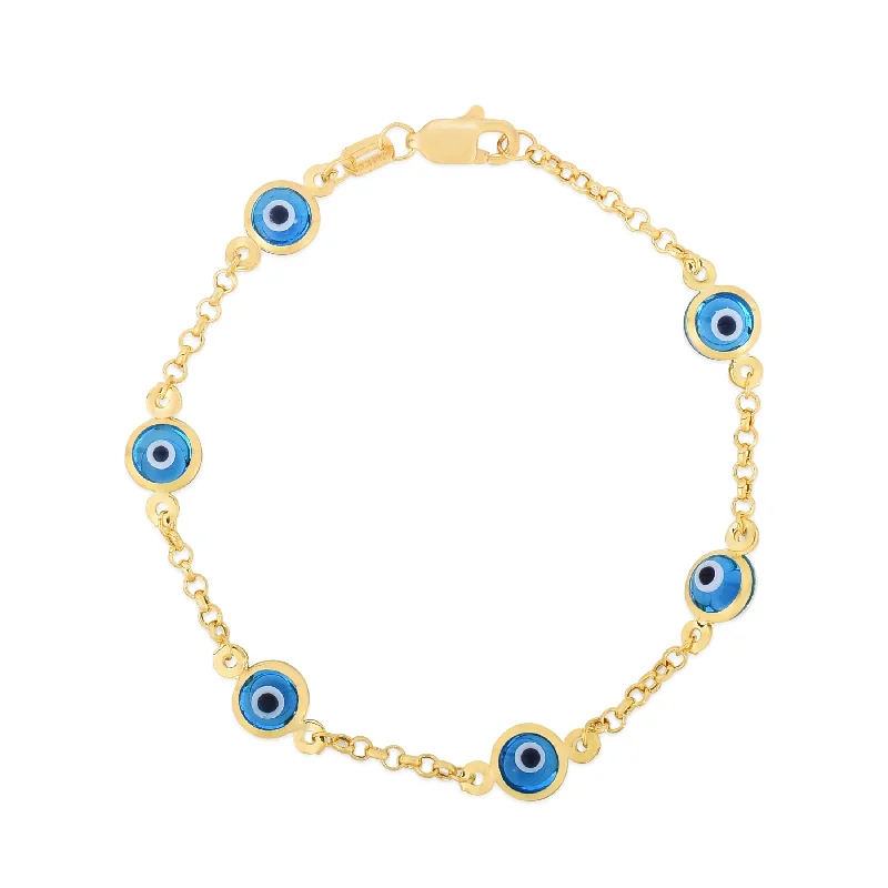 Men's leather bracelets for bold style-14K Gold Evil Eye Bracelet