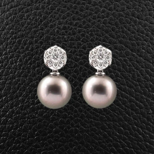 Modern pearl earrings for chic sophistication-Tahitian Pearl & Diamond Earrings