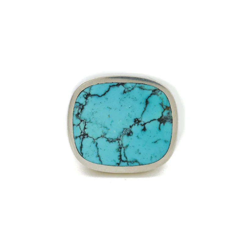 Sapphire rings for luxurious elegance-Hubei Turquoise x Cushion Inlay Ring