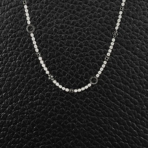 Crystal-encrusted necklaces for sparkling beauty-Black & White Diamond Long Necklace