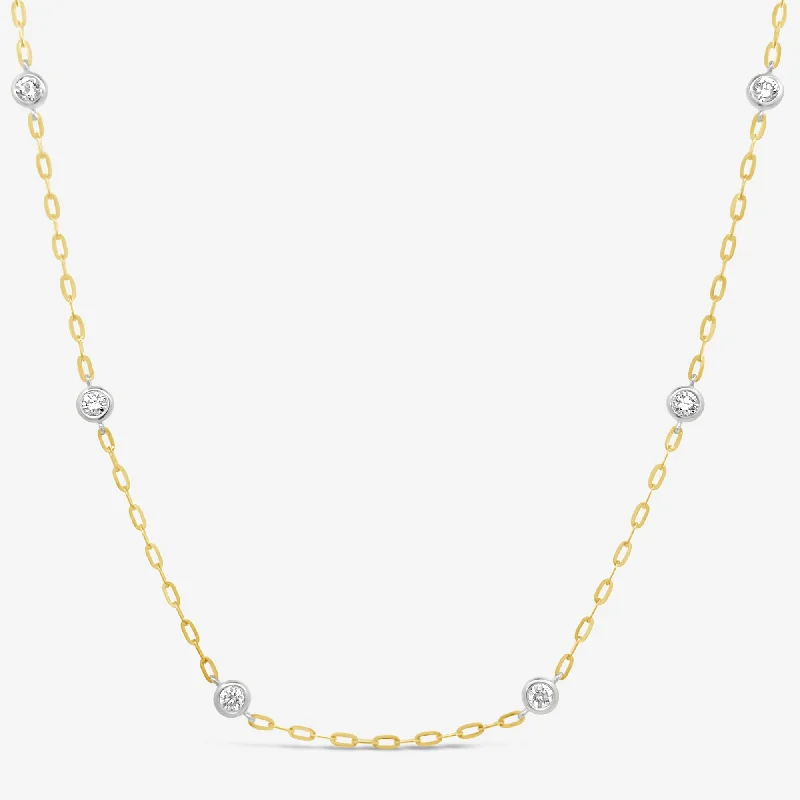 Gold chain necklaces for timeless style-Paper Clip 0.75CT 8 Diamonds By The Yard Two Tone Necklace