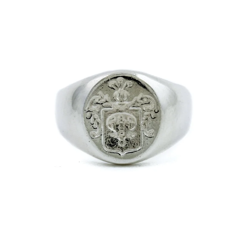 Custom made rings for unique designs-Silver Kinship Wax Seal Crest Signet Ring