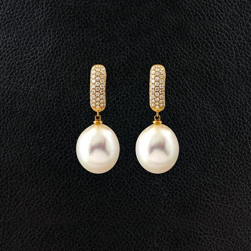 Vintage-inspired earrings for timeless beauty-Diamond Earrings with Pearl Drops