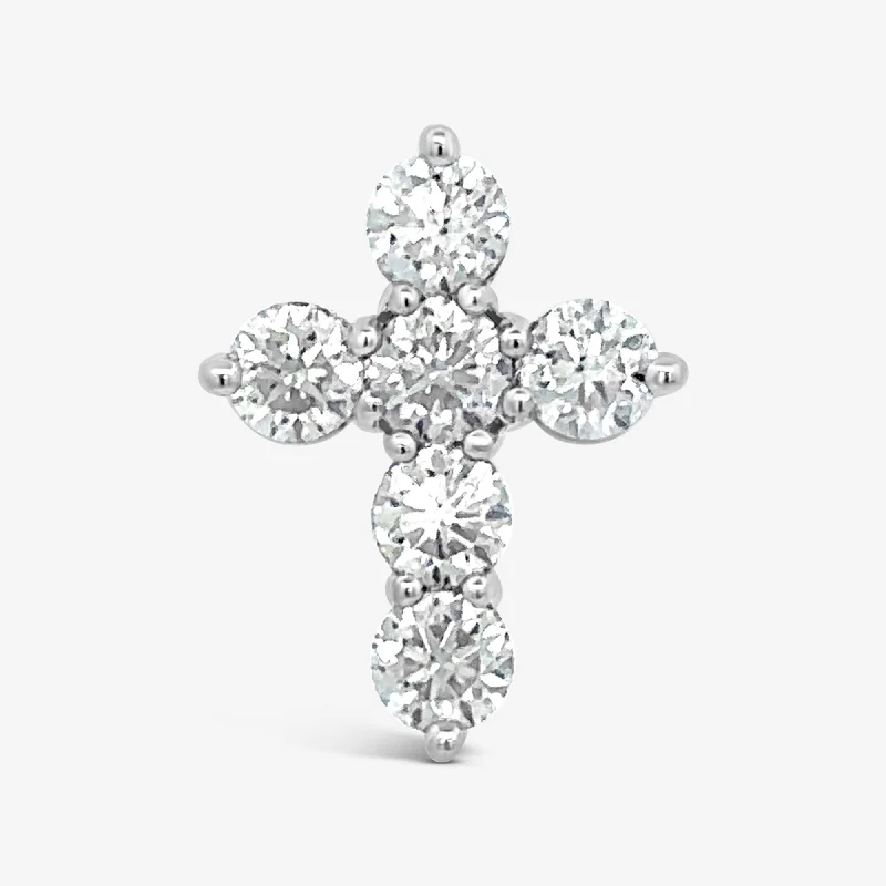 Vintage floral necklaces for a delicate charm-Classic Shared Prong 1.95CT Diamond Large Cross Pendant