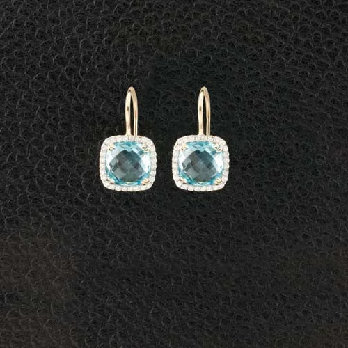 Small dangle earrings for everyday elegance-Blue Topaz & Diamond Earrings