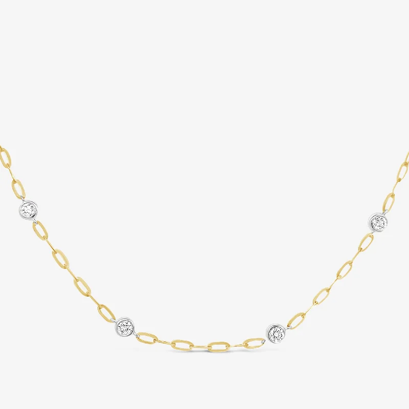 Modern minimalist necklaces for sleek style-Paper Clip 1.08ct 8 Diamonds By The Yard Two Tone Necklace