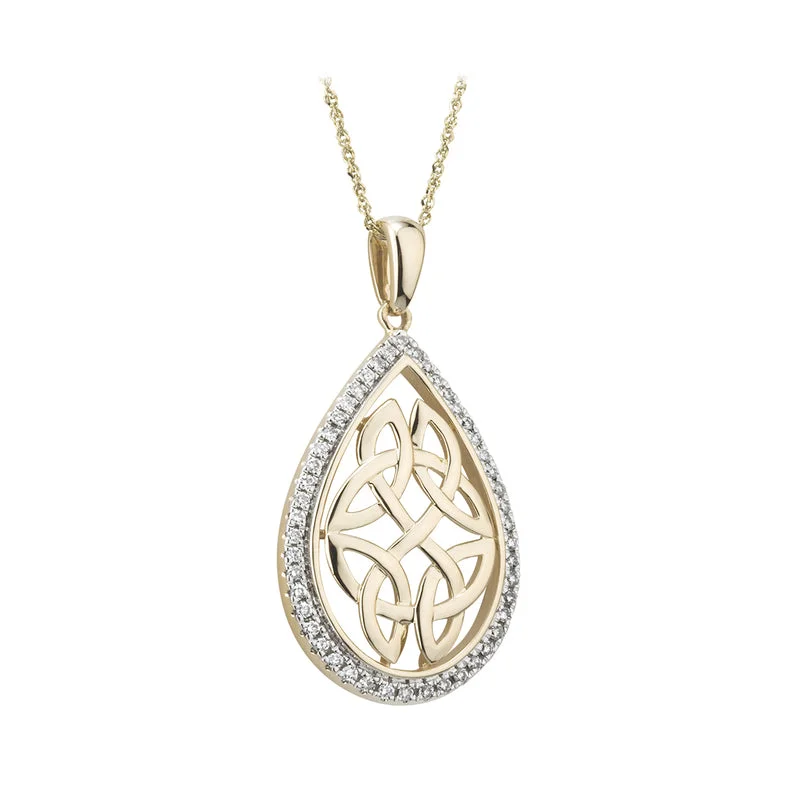 Birthstone pendant necklaces for special gifts-14K Gold Diamond Celtic Knot Pendant