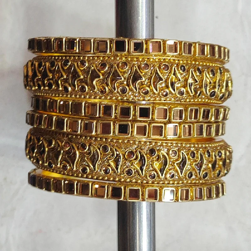 Modern minimalist bangles for sleek style-Kiran Bangles Kundan Stone Bangles Set