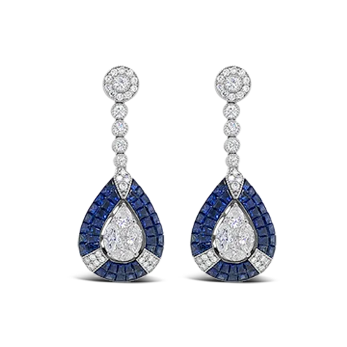 Custom initial drop earrings for personalized style-Sapphire & Diamond Dangle Earrings