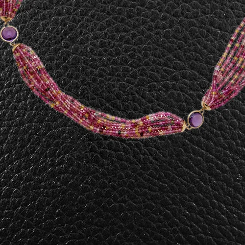 Stainless steel necklaces for modern durability-Tourmaline Bead & Amethyst Necklace