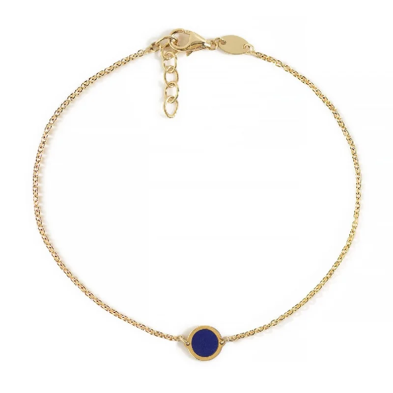 Double chain bracelets for layered looks-Single Gemstone Circle Bracelet Lapis Lazuli