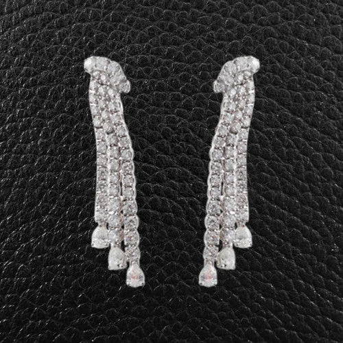 Handcrafted earrings for one-of-a-kind pieces-Triple Dangle Diamond Earrings