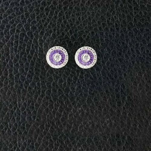 Modern geometric hoop earrings for contemporary looks-Amethyst & Diamond Earrings