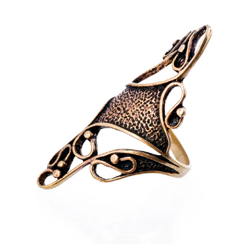 Luxury platinum rings for high-end fashion-Swirls Ring, Bronze