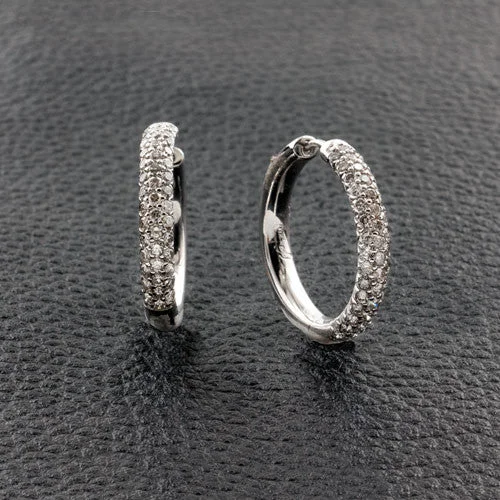 Elegant drop earrings for formal events-Diamond Hoop Earrings