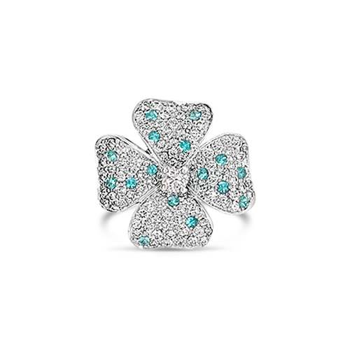 Diamond eternity rings for endless love-Paraiba & Diamond Flower Ring