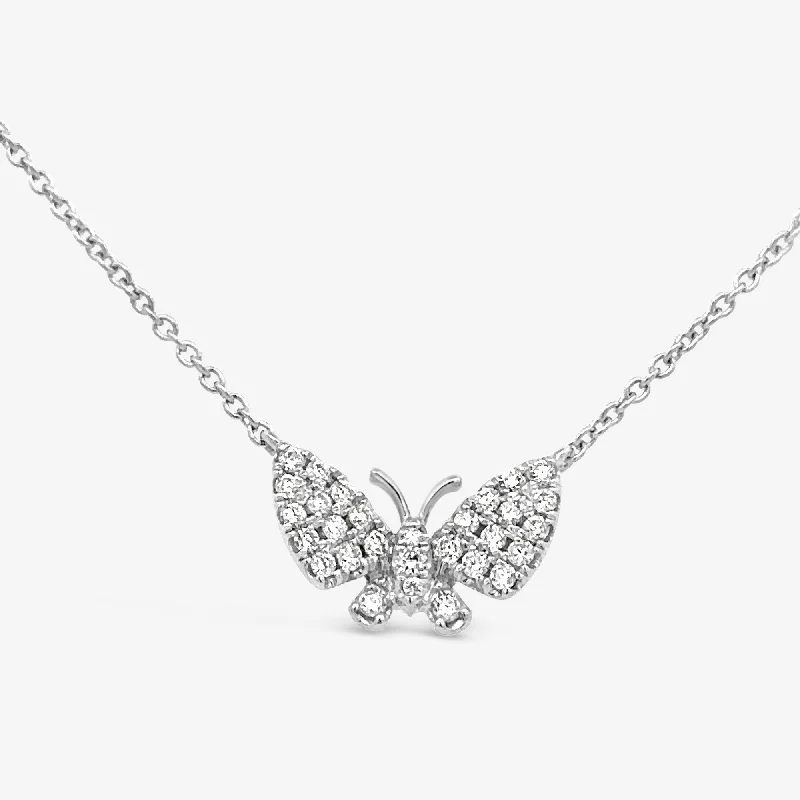 Luxury gemstone necklaces for elegant gifts-Mini Monarch Butterfly Diamond Necklace