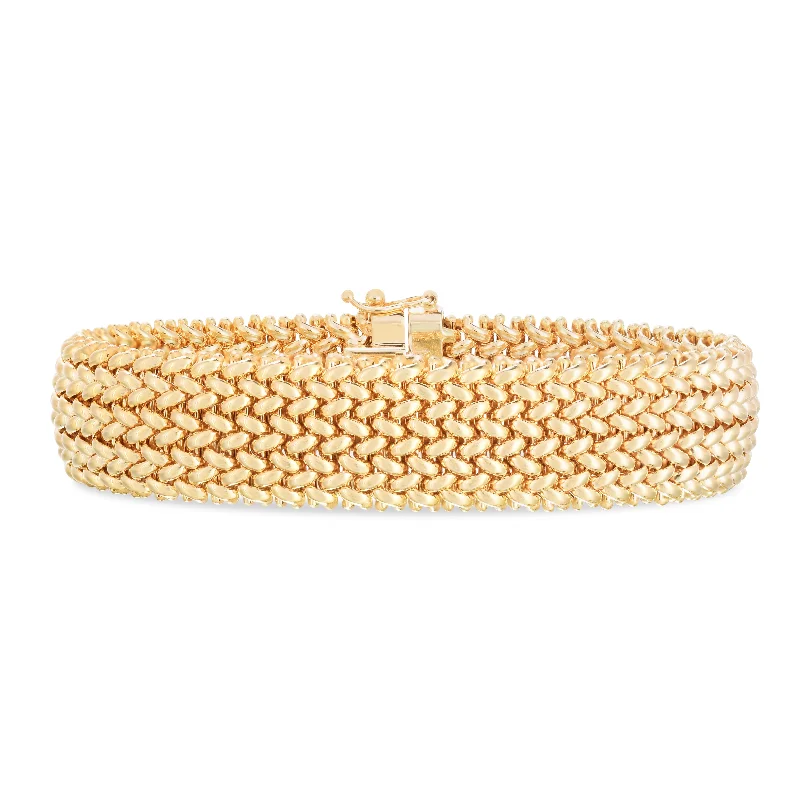 Luxury diamond bracelets for upscale fashion-14K Large Mesh Rice Bracelet