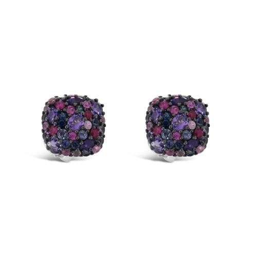 Sterling silver drop earrings for timeless style-Amethyst, Iolite and Sapphire Earrings